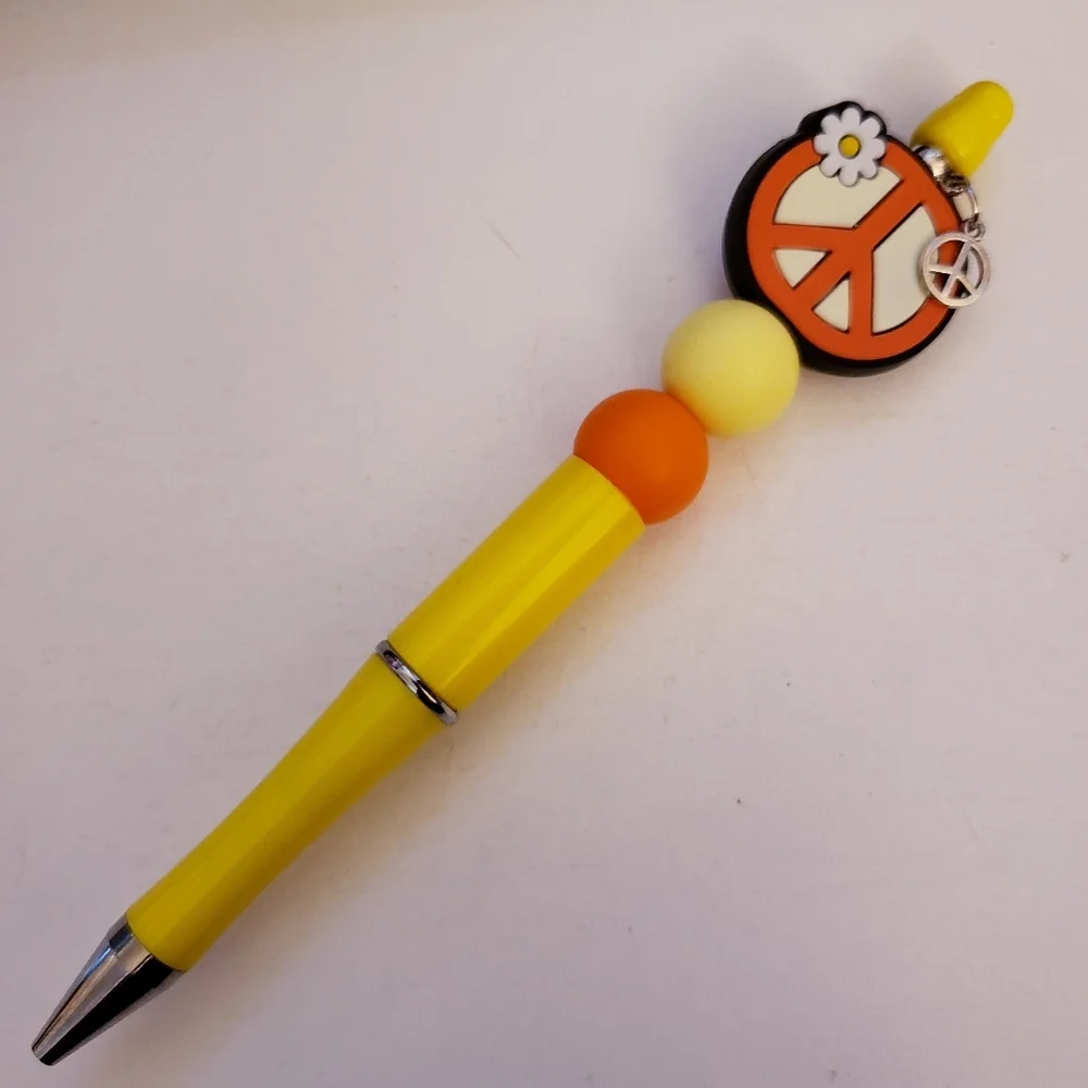 Handmade Peace Beaded Silicone Focal Bead Pen